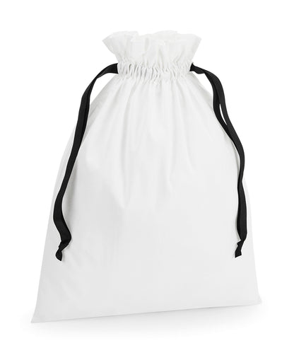 Westford Mill Cotton gift bag with ribbon drawstring Soft White/Black