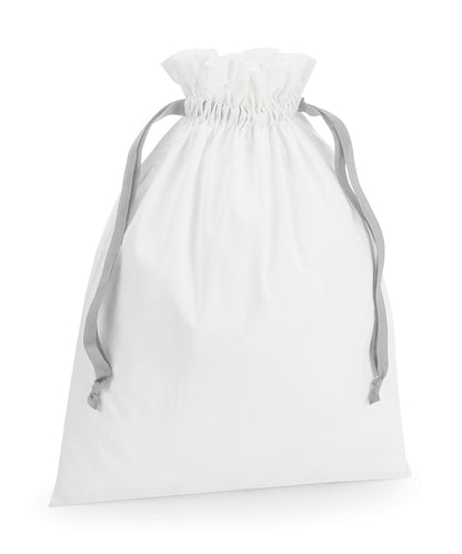 Westford Mill Cotton gift bag with ribbon drawstring Soft White/Light Grey
