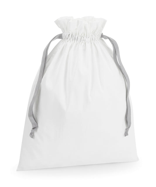 Westford Mill Cotton gift bag with ribbon drawstring Soft White/Light Grey