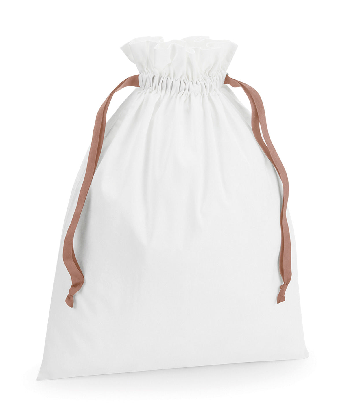 Westford Mill Cotton gift bag with ribbon drawstring Soft White/Rose Gold