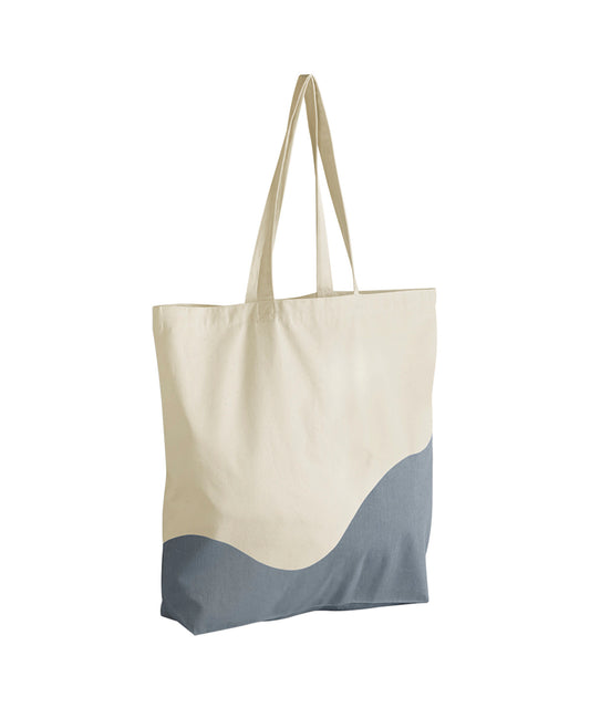 Westford Mill Organic cotton wave print maxi tote Natural/Blue Grey