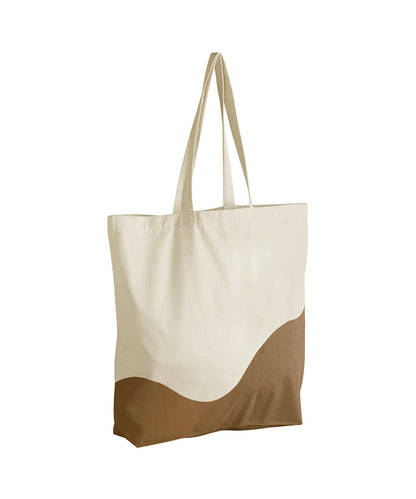 Westford Mill Organic cotton wave print maxi tote Natural/Caramel