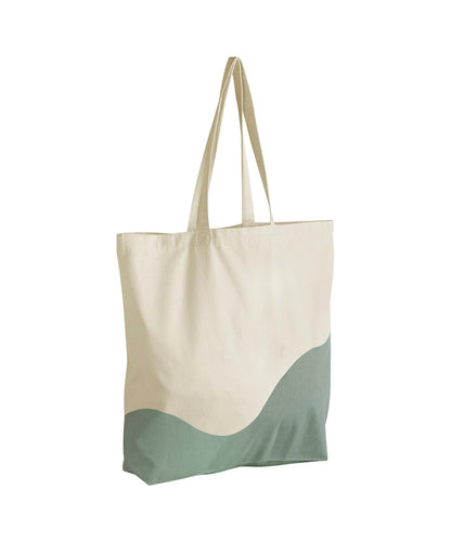 Westford Mill Organic cotton wave print maxi tote Natural/Dusty Green