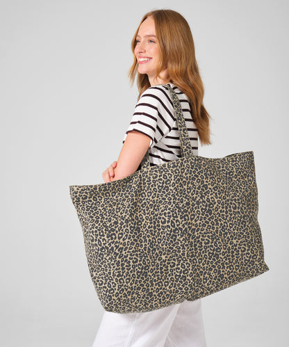 Westford Mill Leopard print canvas oversized tote bag Vintage Leopard Print