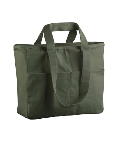 Westford Mill Double-handle cargo pocket tote Olive Green