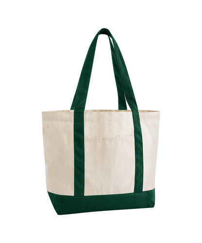 Westford Mill EarthAware® organic varsity shopper Natural/Bottle Green