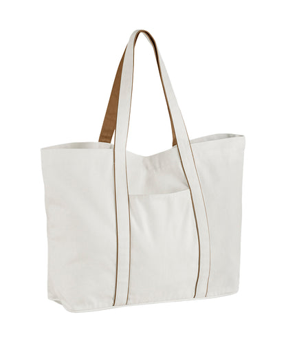 Westford Mill Courtside large tote Soft White/Caramel