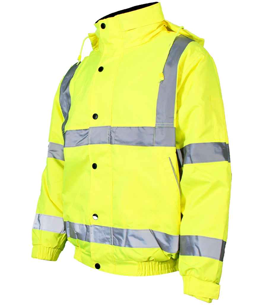 Warrior Hi-Vis Fleece Lined Bomber Jacket in Fluorescent Yellow