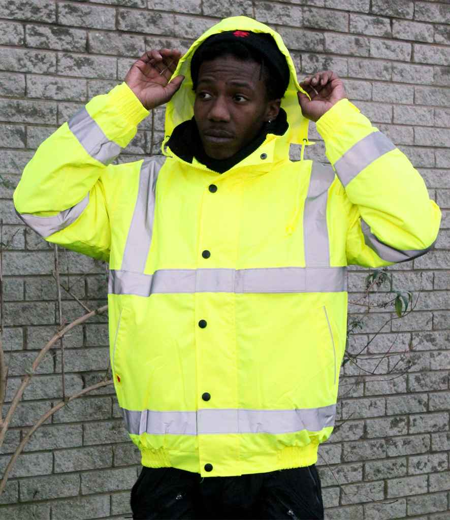 Warrior Hi-Vis Fleece Lined Bomber Jacket - model image