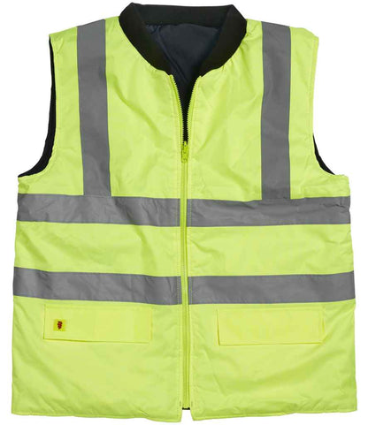 Warrior Hi-Vis Reversible Bodywarmer in Fluorescent Yellow