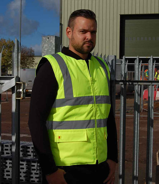Warrior Hi-Vis Reversible Bodywarmer - Fluorescent Yellow