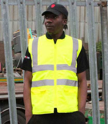 Warrior Hi-Vis Reversible Bodywarmer - model image