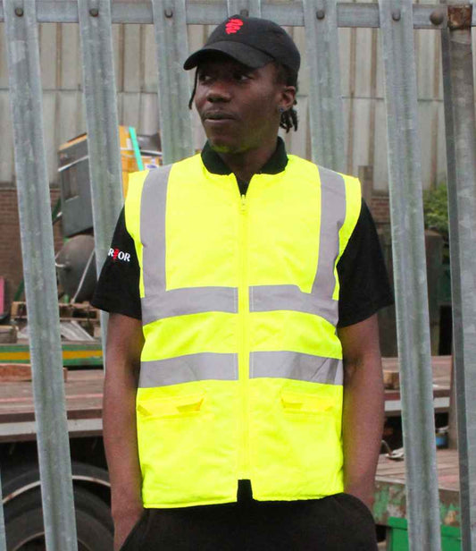 Warrior Hi-Vis Reversible Bodywarmer - model image