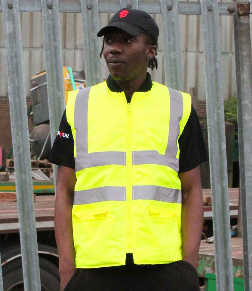 Warrior Hi-Vis Reversible Bodywarmer - model image
