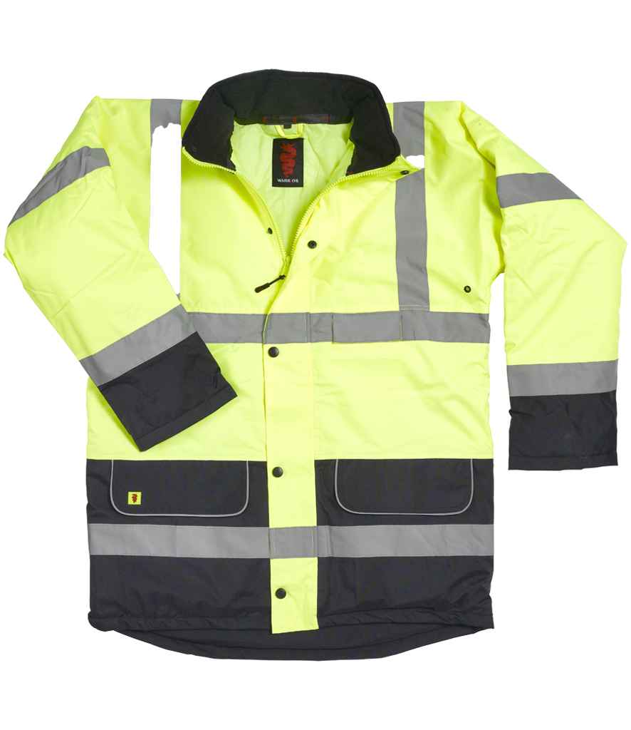 Warrior Hi-Vis Contrast Traffic Jacket in Fluorescent Yellow
