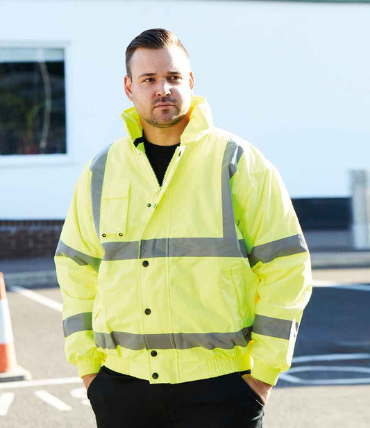 Warrior Hi-Vis Bomber Jacket - Fluorescent Yellow