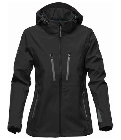 Stormtech Ladies Patrol Hooded Soft Shell Jacket in Black/Carbon
