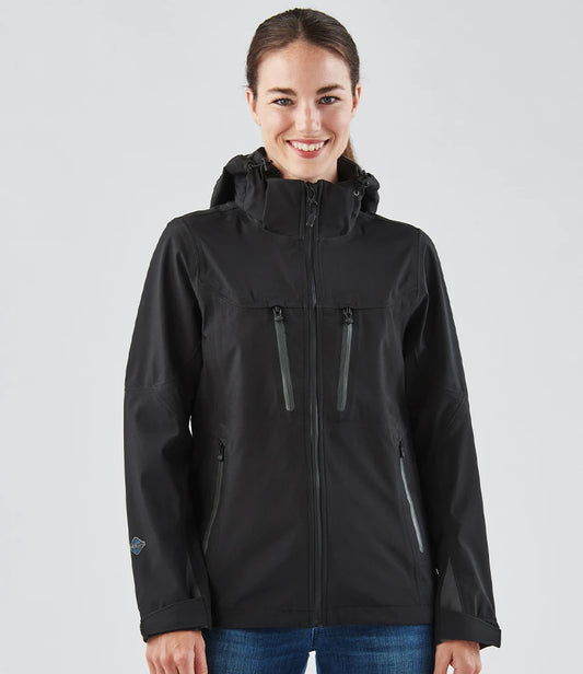 Stormtech Ladies Patrol Hooded Soft Shell Jacket - Black/Carbon - Model