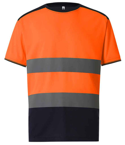 Yoko Hi-Vis Two Tone T-Shirt in Orange/Navy
