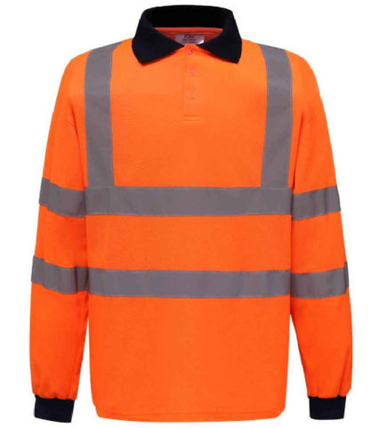Yoko Hi-Vis Long Sleeve Polo Shirt in Orange