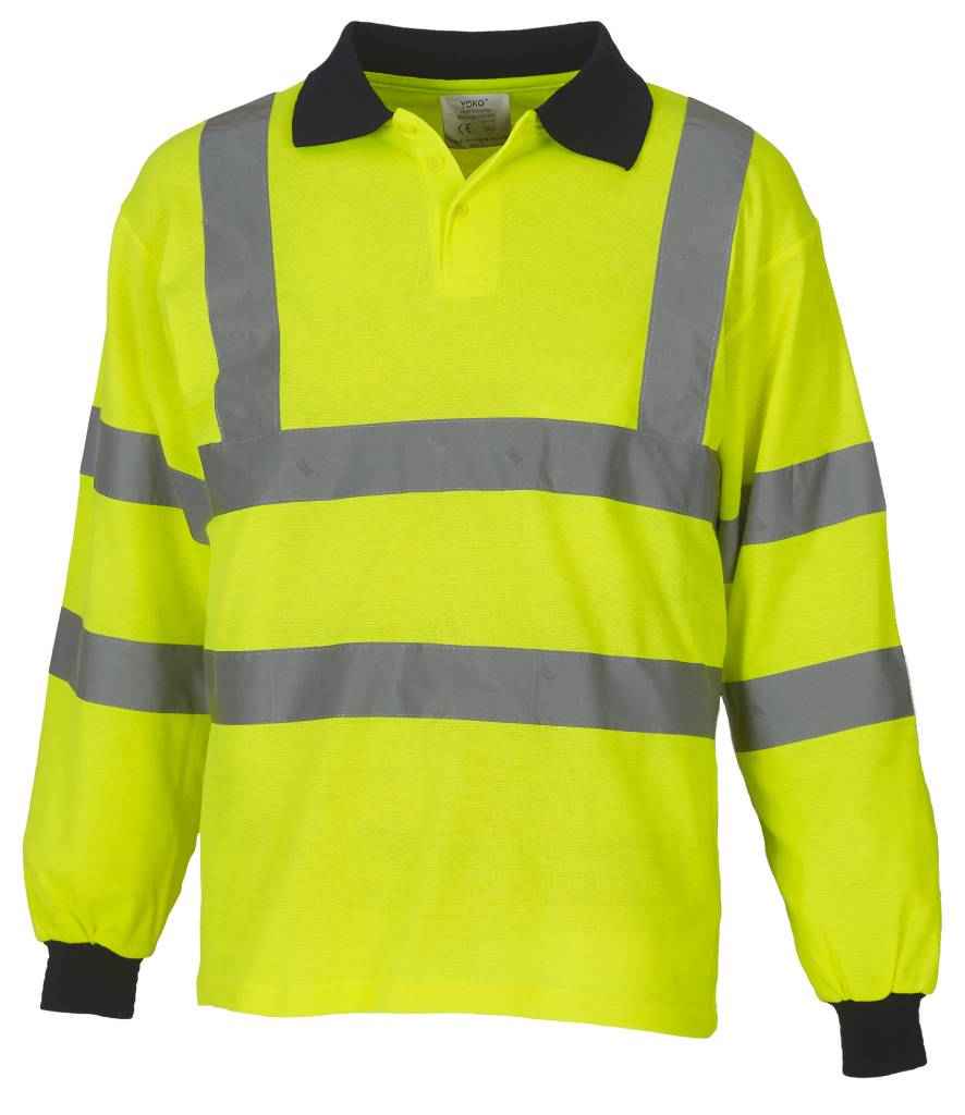 Yoko Hi-Vis Long Sleeve Polo Shirt in Yellow
