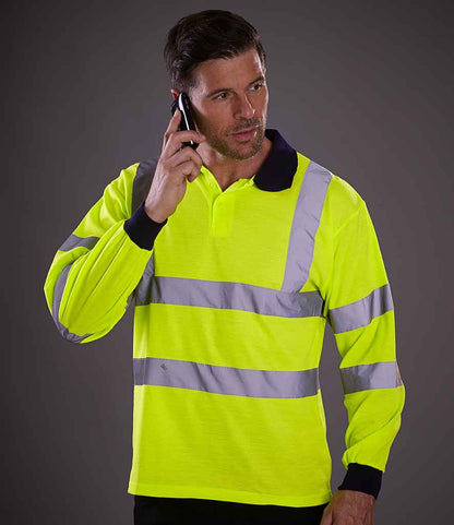 Yoko Hi-Vis Long Sleeve Polo Shirt - model image