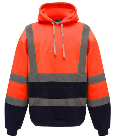 Yoko Hi-Vis Pull Over Hoodie in Orange/Navy