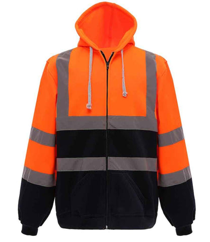 Yoko Hi-Vis Zip Hoodie in Orange/Navy