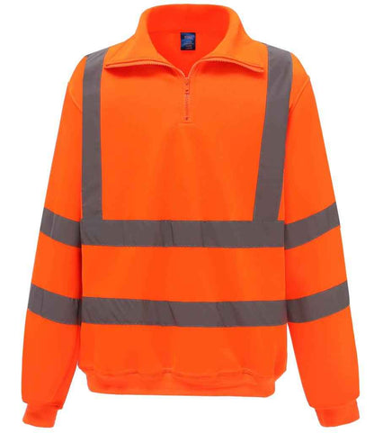Yoko Hi-Vis Zip Neck Sweatshirt in Orange