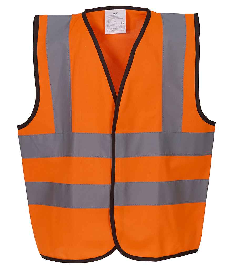 Yoko Kids Hi-Vis Two Band and Braces Waistcoat in Orange