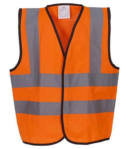 Yoko Kids Hi-Vis Two Band and Braces Waistcoat in Orange