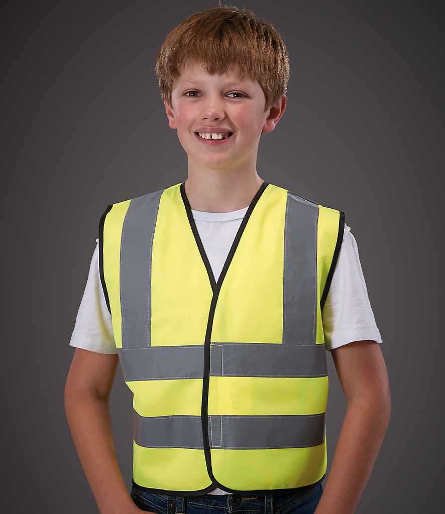 Yoko Kids Hi-Vis Two Band and Braces Waistcoat - model image