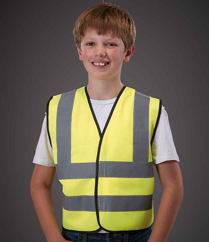 Yoko Kids Hi-Vis Two Band and Braces Waistcoat - model image