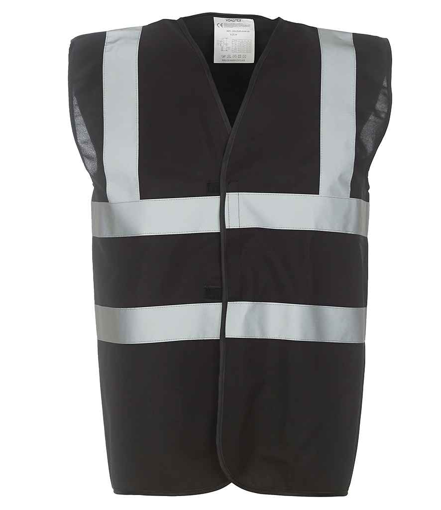 Yoko Hi-Vis Two Band and Braces Waistcoat in Black