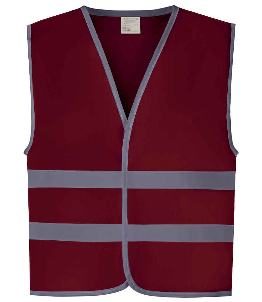 Yoko Kids Hi-Vis Two Band Waistcoat in Maroon