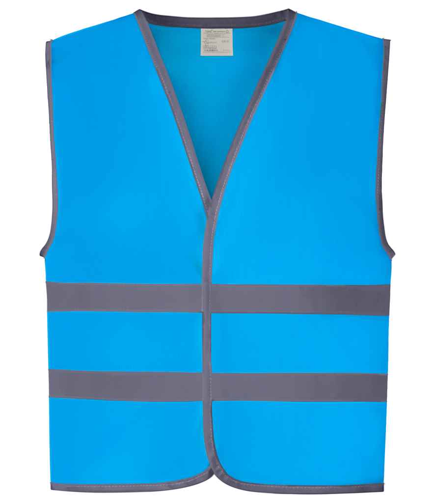 Yoko Kids Hi-Vis Two Band Waistcoat in Sapphire Blue