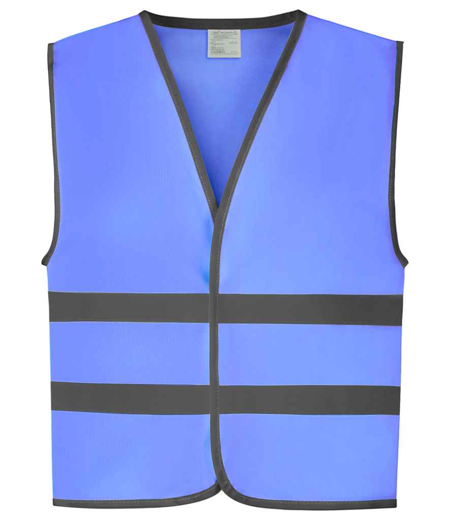 Yoko Kids Hi-Vis Two Band Waistcoat in Sky Blue
