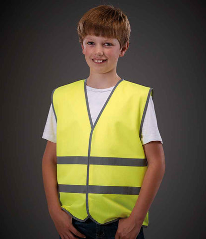 Yoko Kids Hi-Vis Two Band Waistcoat - model image