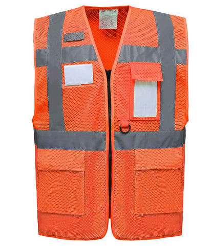 Yoko Hi-Vis Top Cool Open Mesh Executive Waistcoat in Orange