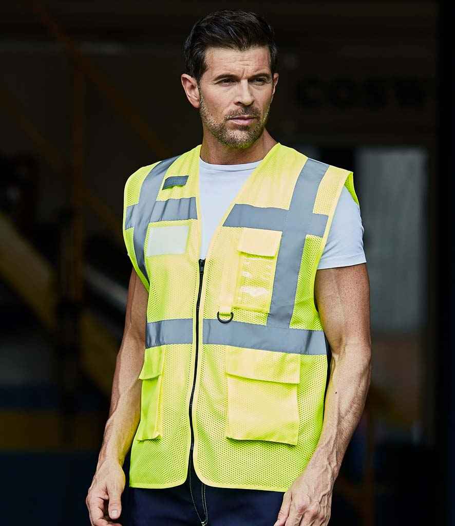 Yoko Hi-Vis Top Cool Open Mesh Executive Waistcoat - model image