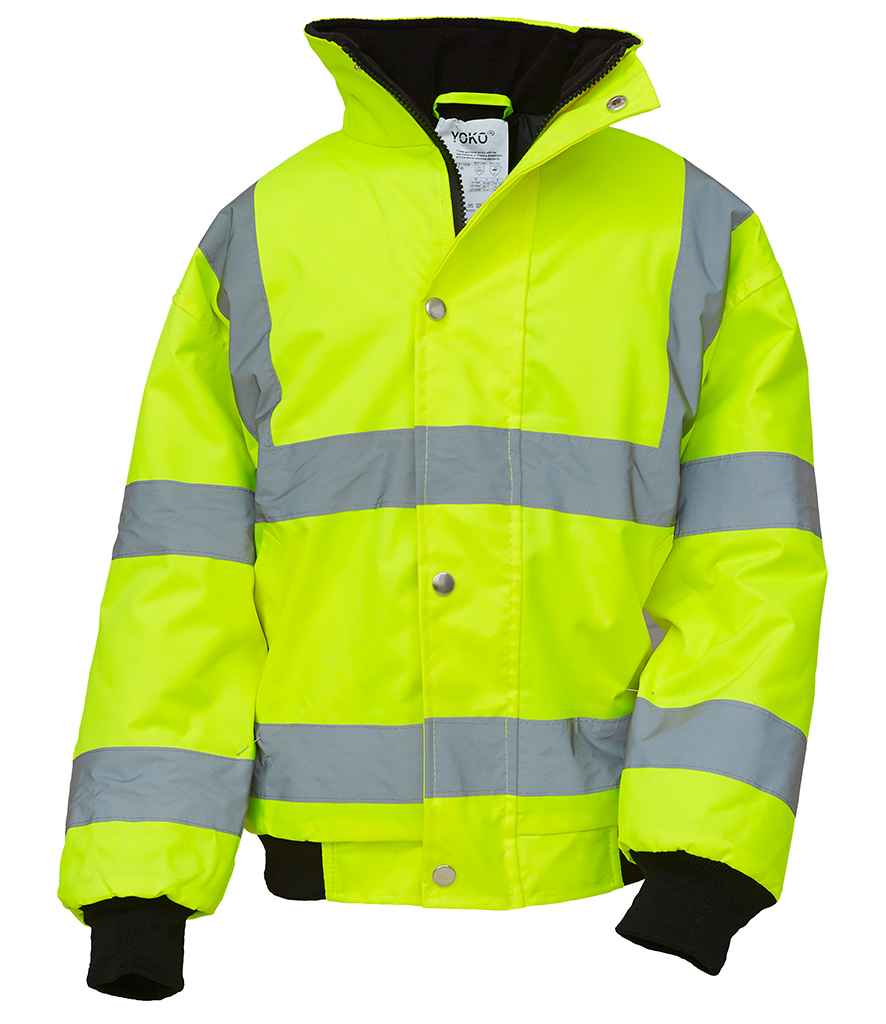 Yoko Kids Hi-Vis Bomber Jacket in Yellow