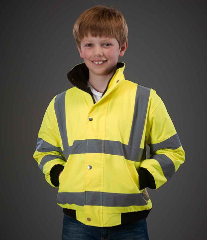 Yoko Kids Hi-Vis Bomber Jacket - model image