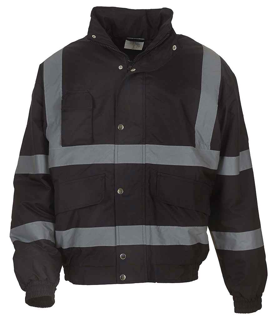Yoko Hi-Vis Classic Bomber Jacket in Black