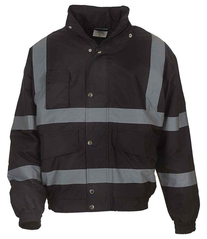 Yoko Hi-Vis Classic Bomber Jacket in Black