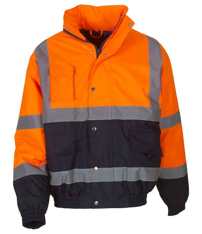 Yoko Hi-Vis Two Tone Bomber Jacket in Orange/Navy