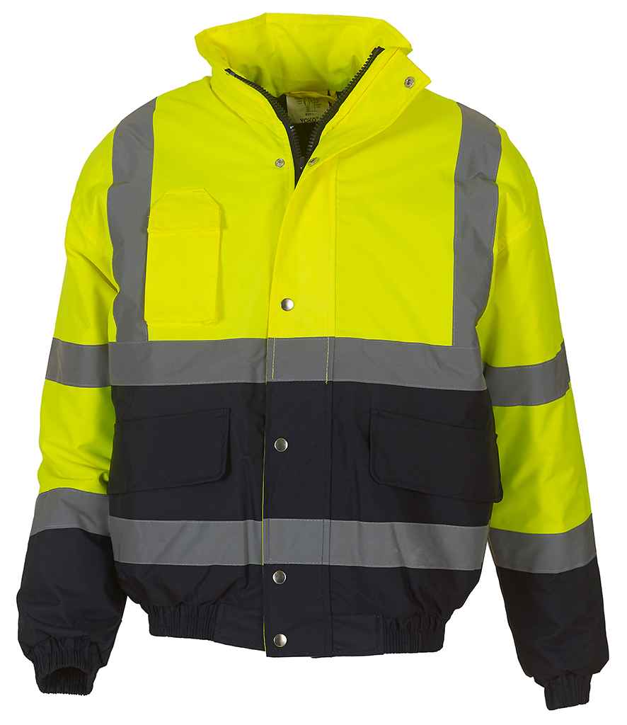 Yoko Hi-Vis Two Tone Bomber Jacket in Yellow/Navy