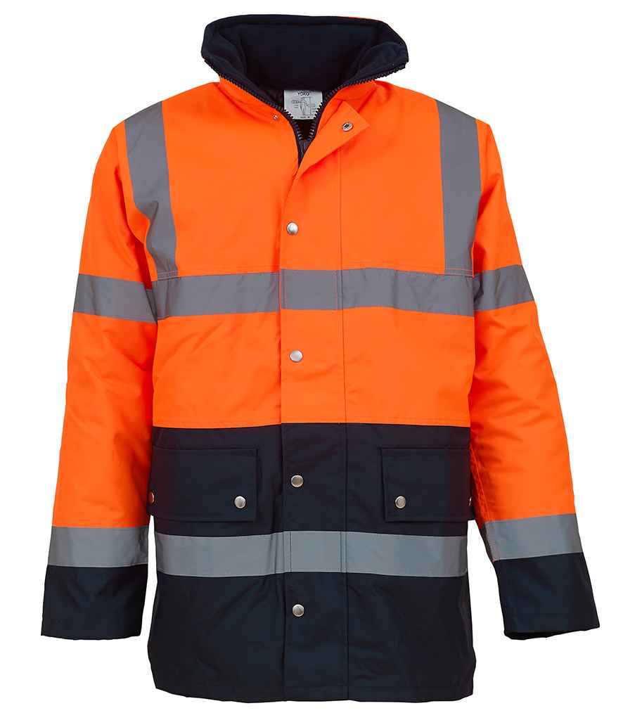 Yoko Hi-Vis Two Tone Motorway Jacket in Orange/Navy