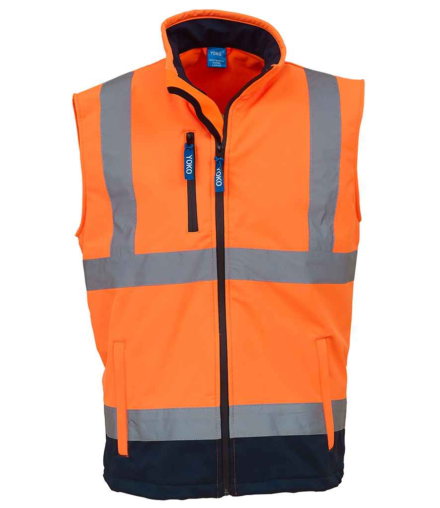 Yoko Hi-Vis Soft Shell Gilet in Orange/Navy