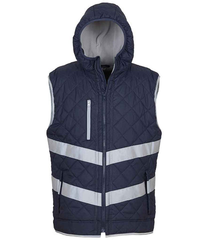 Yoko Hi-Vis Kensington Hooded Gilet in Navy