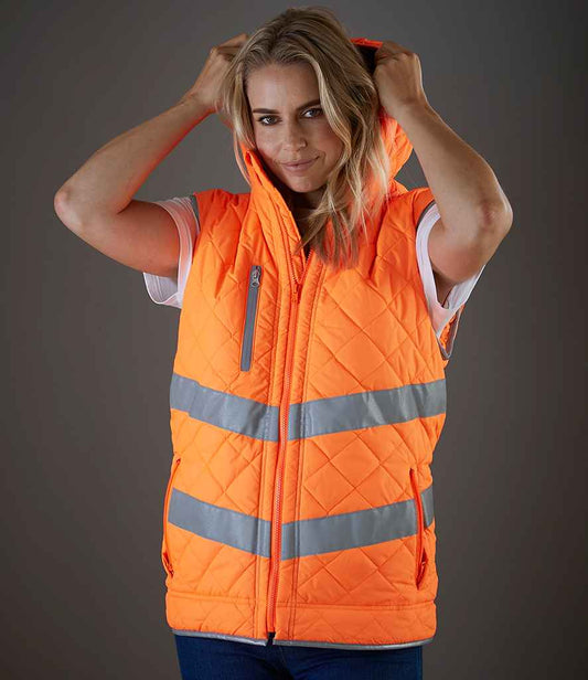 Yoko Hi-Vis Kensington Hooded Gilet - Orange